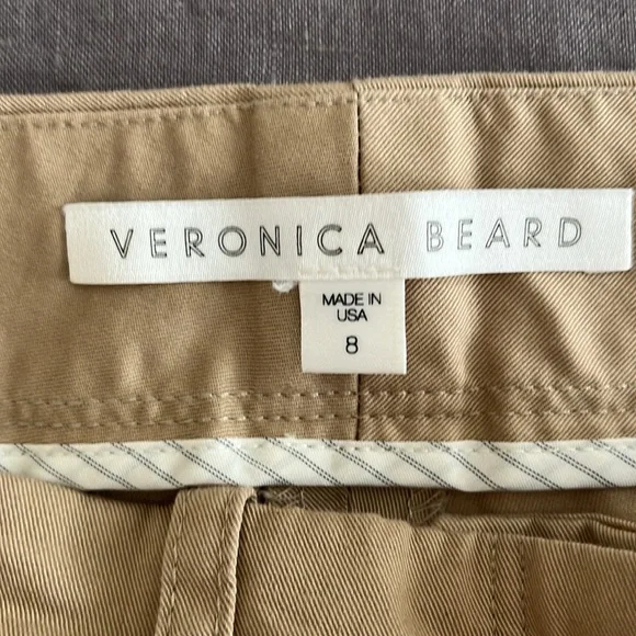 Veronica Beard sz8 stretch khaki cropped cuffed pant - Picture 4 of 5